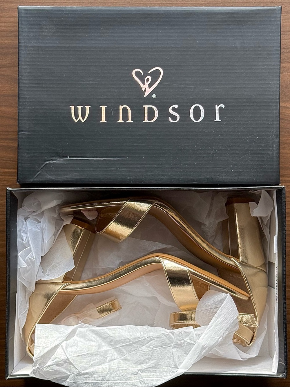 windsor gold metallic block heels